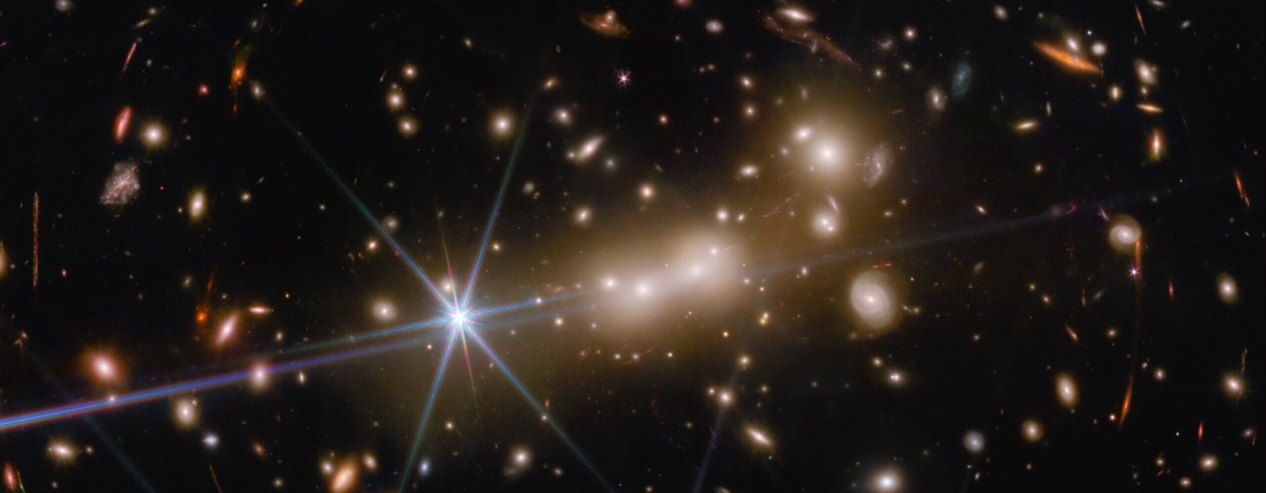 The MACS0647 galaxy cluster (NASA, ESA, CSA, STScI, and Tiger Hsiao (Johns Hopkins University); Image Processing: Alyssa Pagan (STScI))